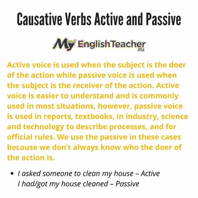 Causative Verbs Active And Passive Causative Verbs Examples