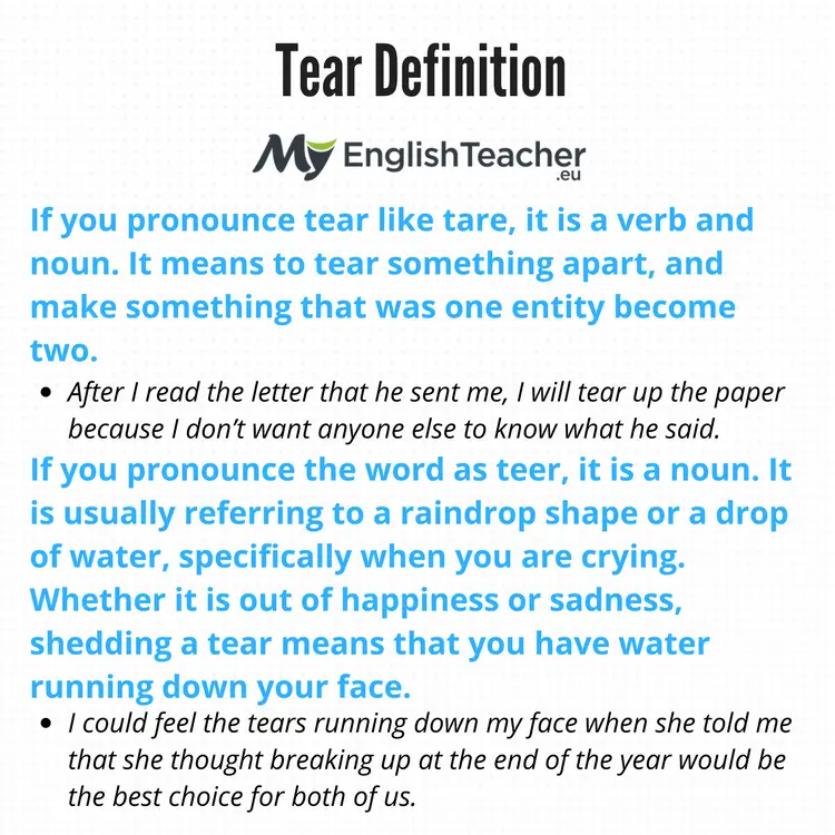TEAR  English meaning - Cambridge Dictionary