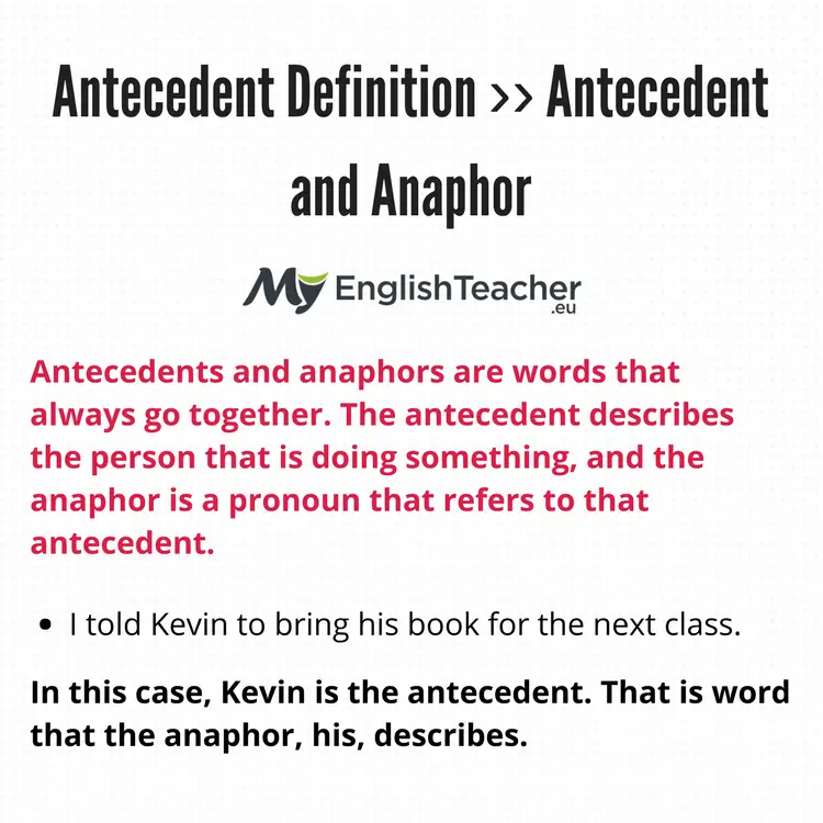 Antecedent Definition In Grammar To complete the ...