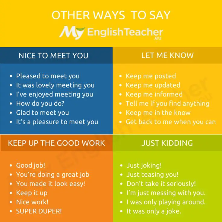 Other Ways To Say Nice To Meet You Myenglishteacher Eu Blog