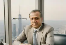 important person, CEO sitting in his office in a skyscraper, you can see the city in the background out of the window