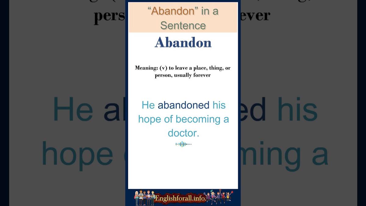 'Video thumbnail for Abandon Meaning | Abandon in a Sentence | Most common words in English #Shorts'