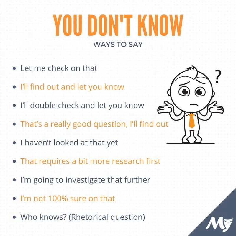 Other Ways to Say I DON'T KNOW  Other ways to say, English study
